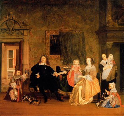 Retrato de Jan Jacobsz Hinlopen y su Familia de Gabriel Metsu